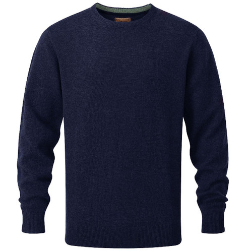 navy Schoffel Mens Lewis Lambswool Crew Neck Jumper