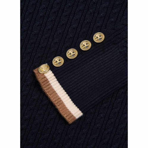 Ink Navy Holland Cooper Womens Zoe Quarter Zip Knit Jumper Cuff Detail