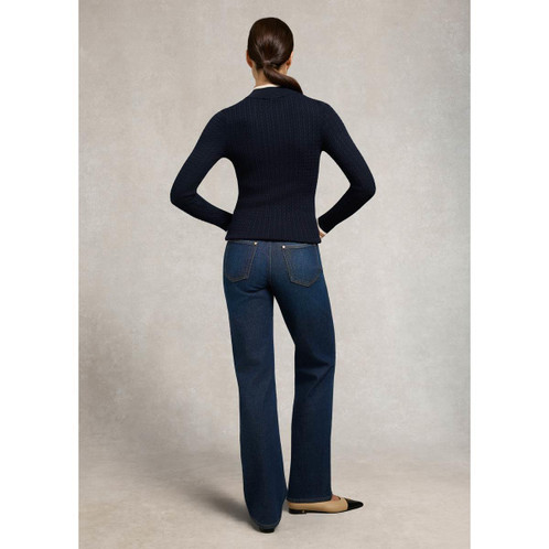 Ink Navy Holland Cooper Womens Zoe Quarter Zip Knit Jumper On Model Back