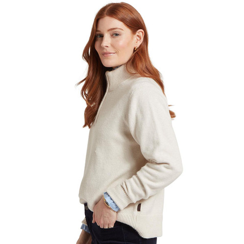 Schoffel Womens Thoralby 1/4 Zip Jumper model soft white side