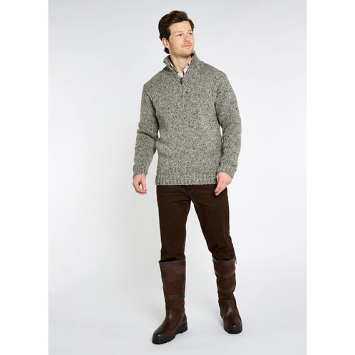 Elk Dubarry Mens Callaghan Zip Neck Wool Jumper On Model