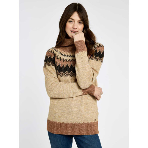 Oat Multi Dubarry Womens Devlin Fair Isle Jumper On Model