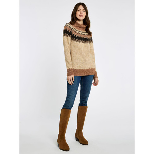 Oat Multi Dubarry Womens Devlin Fair Isle Jumper On Model Full Length