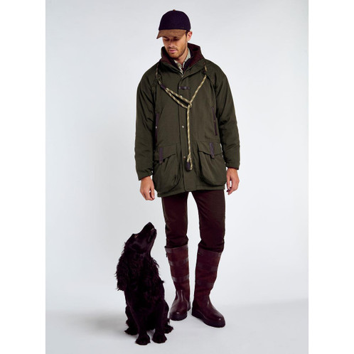 Olive Dubarry Mens Longacre Waterproof Jacket On Model with dog