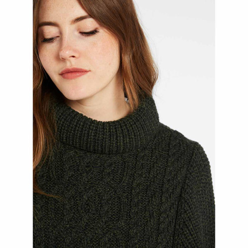 Olive Dubarry Womens Kilronan Merino Knit Poncho Neck Detail
