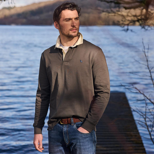 Peat Green  Schoffel Mens Porthallow Rugby Shirt lifestyles