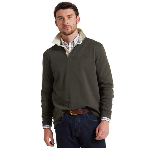 Peat Green  Schoffel Mens Porthallow Rugby Shirt model