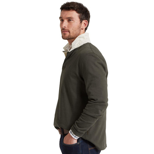 Peat Green  Schoffel Mens Porthallow Rugby Shirt side model