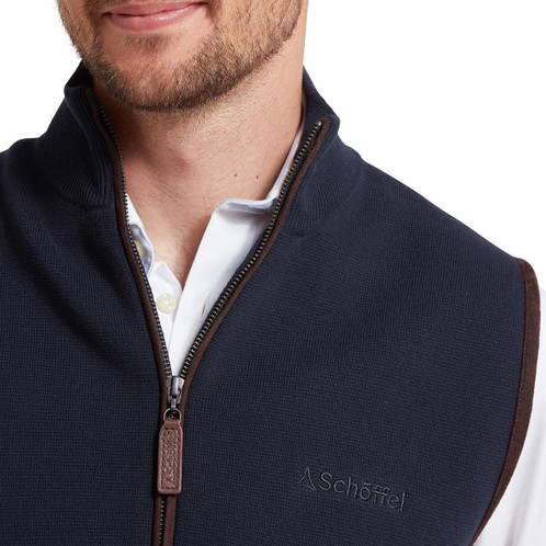 Navy Schoffel Mens Marlow Gilet close model