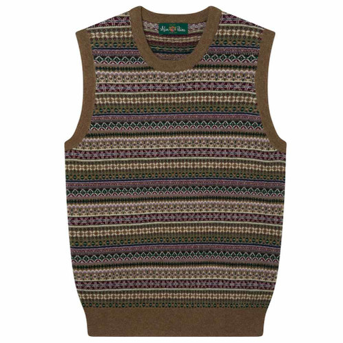 Pecan/Lilac Alan Paine Womens Mae Fair Isle Tank Top