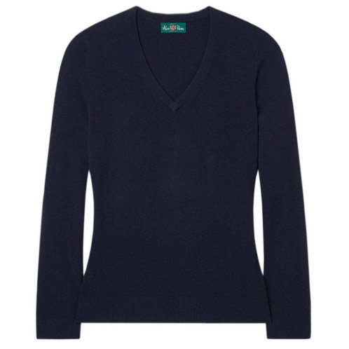 Dark Navy Alan Paine Womens Isla V-Neck Jumper