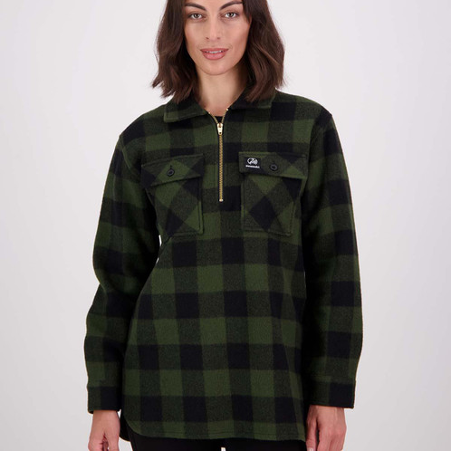 Olive/Black Check Swanndri Womens Ranger Bush Shirt Front