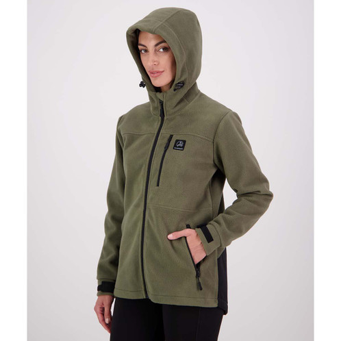 Forest Swanndri Womens High Rock Stormshield Fleece Jacket Hood Up