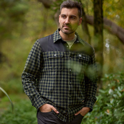 Olive/Black Swanndri Mens Marton Stormshield Shirt Lifestyle