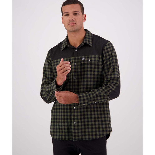 Olive/Black Swanndri Mens Marton Stormshield Shirt Front