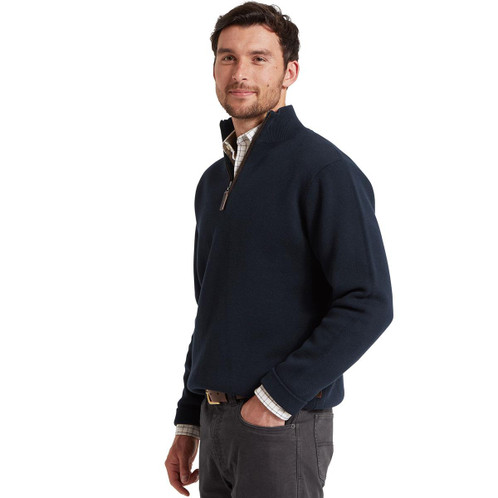 Schoffel Mens Marlow 1/4 Zip Fleece Navy model side