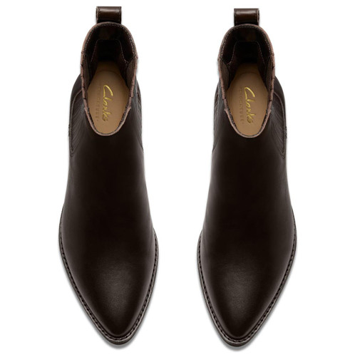 Brown Leather Clarks Womens Morzine Top Chelsea Boots Top