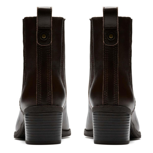 Brown Leather Clarks Womens Morzine Top Chelsea Boots Heel