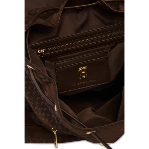 Chocolate Monogram Holland Cooper Womens Regency Backpack Interior Detail