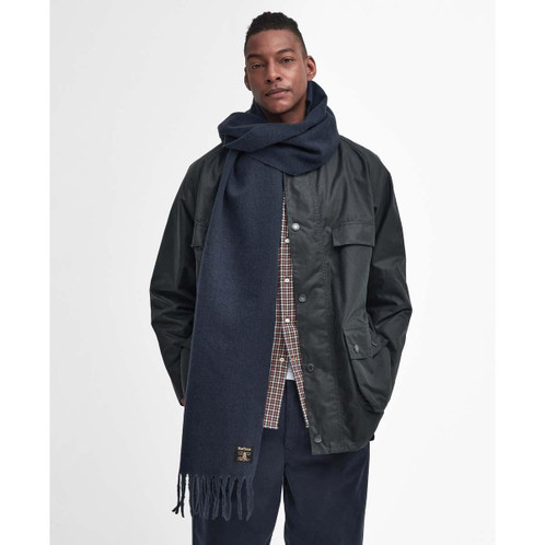Navy Barbour Brandy Boucle Scarf On Model