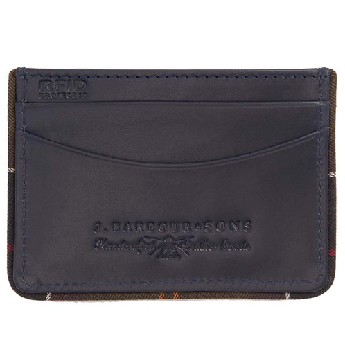 Navy/Classic Barbour Mens Chatton Leather Card Holder Back