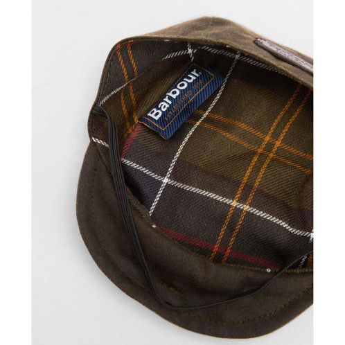 Olive Barbour Dog Wax Flat Cap Lining