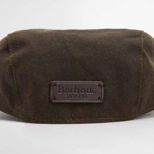 Olive Barbour Dog Wax Flat Cap Back