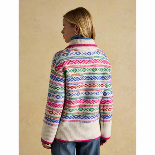 Multi Joules Womens Allaway Fair Isle 1/4 Zip Knitted Jumper On Model Back