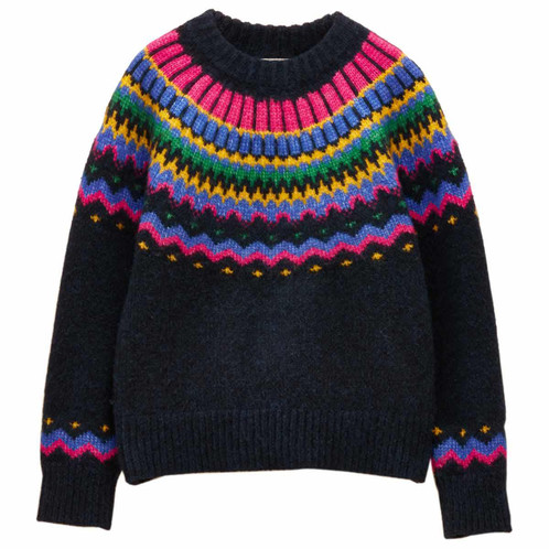 Navy Joules Womens Charlie Fair Isle Jumper