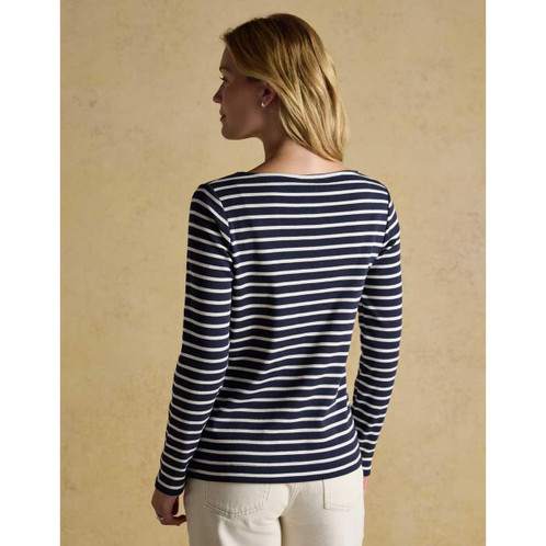 Navy/White Dog Joules Womens Festive Harbour Top On Model Back
