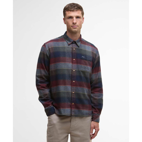 Navy Barbour Mens Copswell Relaxed Checked Shirt Front
