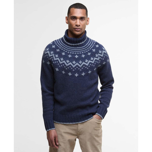 Navy Barbour Mens Hewton Roll Neck Jumper Front