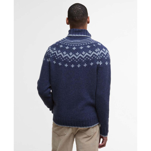 Navy Barbour Mens Hewton Roll Neck Jumper Back