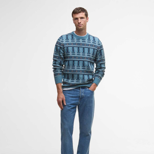 Bluestone Barbour Mens Grangetown Fair Isle Crew Neck Sweater Front