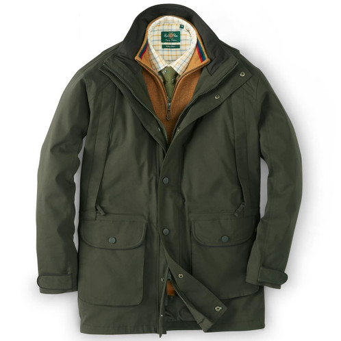 Olive Alan Paine Mens Dunswell Field Coat Open