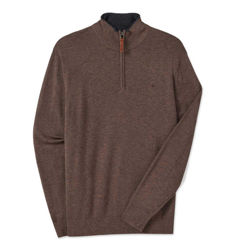 Chestnut R.M. Williams Mens Ernest 1/4 Zip Merino Knit Jumper