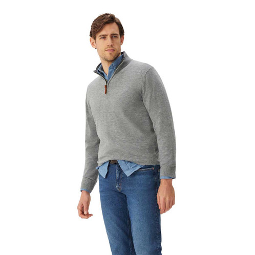 Sea Mist R.M. Williams Mens Ernest 1/4 Zip Merino Knit Jumper front
