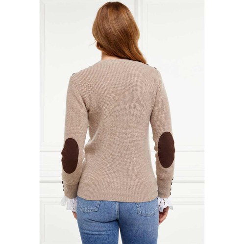 Latte Marl Holland Cooper Womens Heritage Crew Neck Knit On Model Back