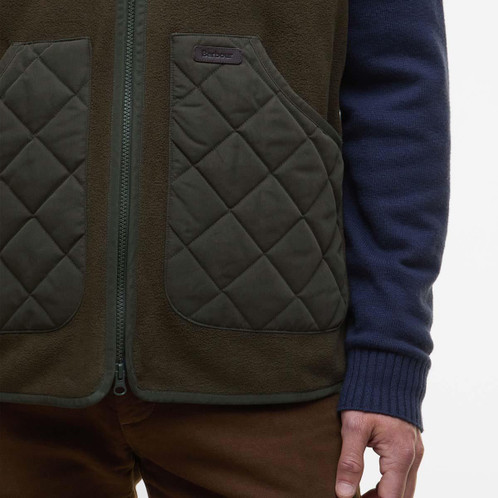 Olive Barbour Mens Lowich Fleece Gilet Pocket