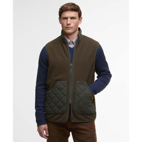 Olive Barbour Mens Lowich Fleece Gilet Front