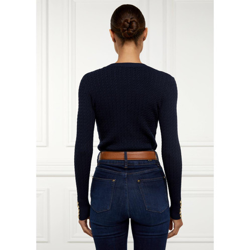 Ink Navy Holland Cooper Womens Princeton Crew Neck Knit Jumper On Model Back