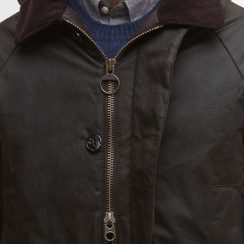 Dark Brown Barbour Mens Beaudale Wax Trench Coat Zip