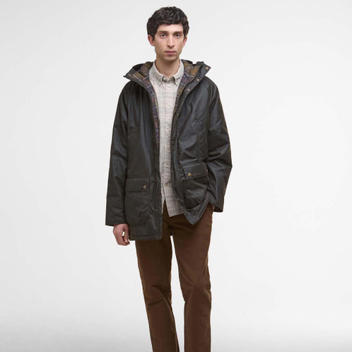 Olive Barbour Mens Bedale Wax Parka On Model