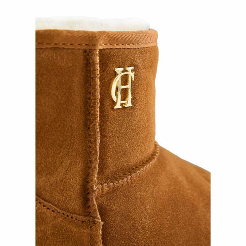 Tan Holland Cooper Womens Shearling Platform Boot Detail