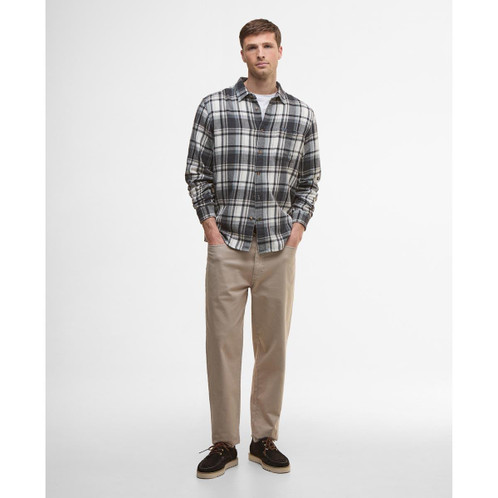 Charcoal Barbour Mens Chopford Relaxed Shirt On Model