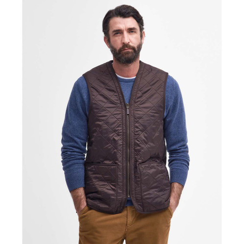 Dark Brown Barbour Mens Polarquilt Zip-In Liner Front