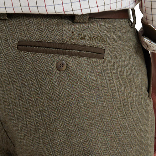 Schoffel Mens Tweed Plus Twos Loden Green Herringbone pocket 