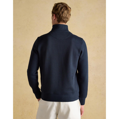 Navy Joules Mens Alistair Zip Neck Sweatshirt On Model Rear