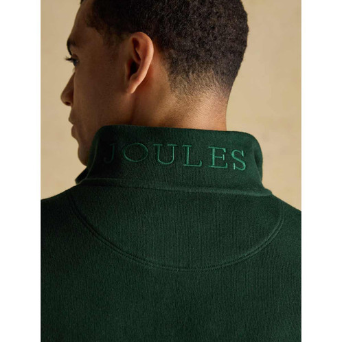 Dark Green Joules Mens Alistair Zip Neck Sweatshirt Detail