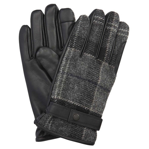 Black/Grey Barbour Mens Newbrough Tartan Gloves